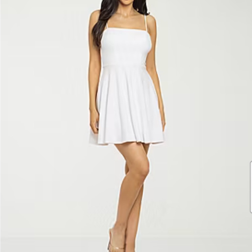 JCPenney White Spaghetti Strap Flare Dress